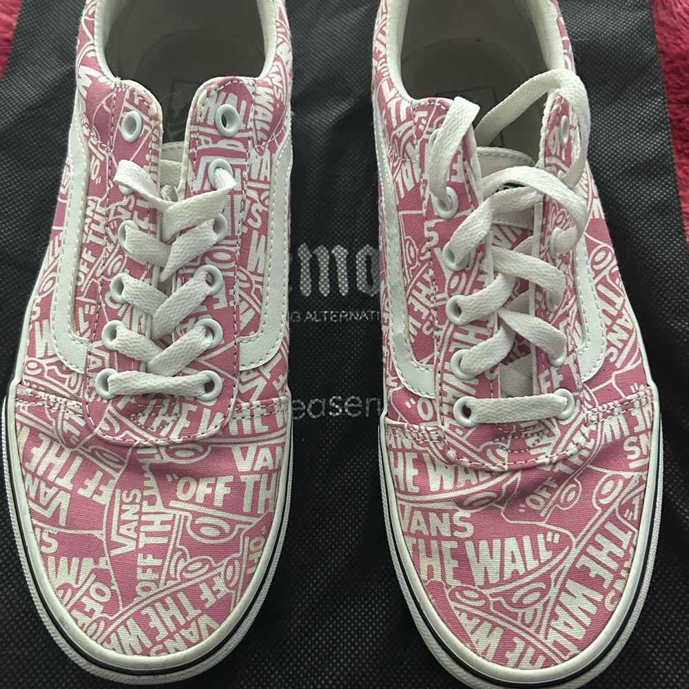 Vans Pink and White Graphic Sneakers